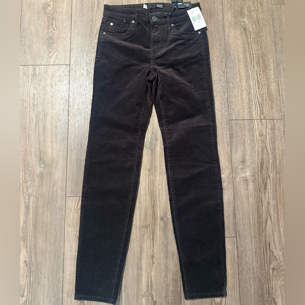 Kut From the Kloth Diana Skinny Corduroy Pants Charcoal Size 00 NWT - Picture 6 of 6